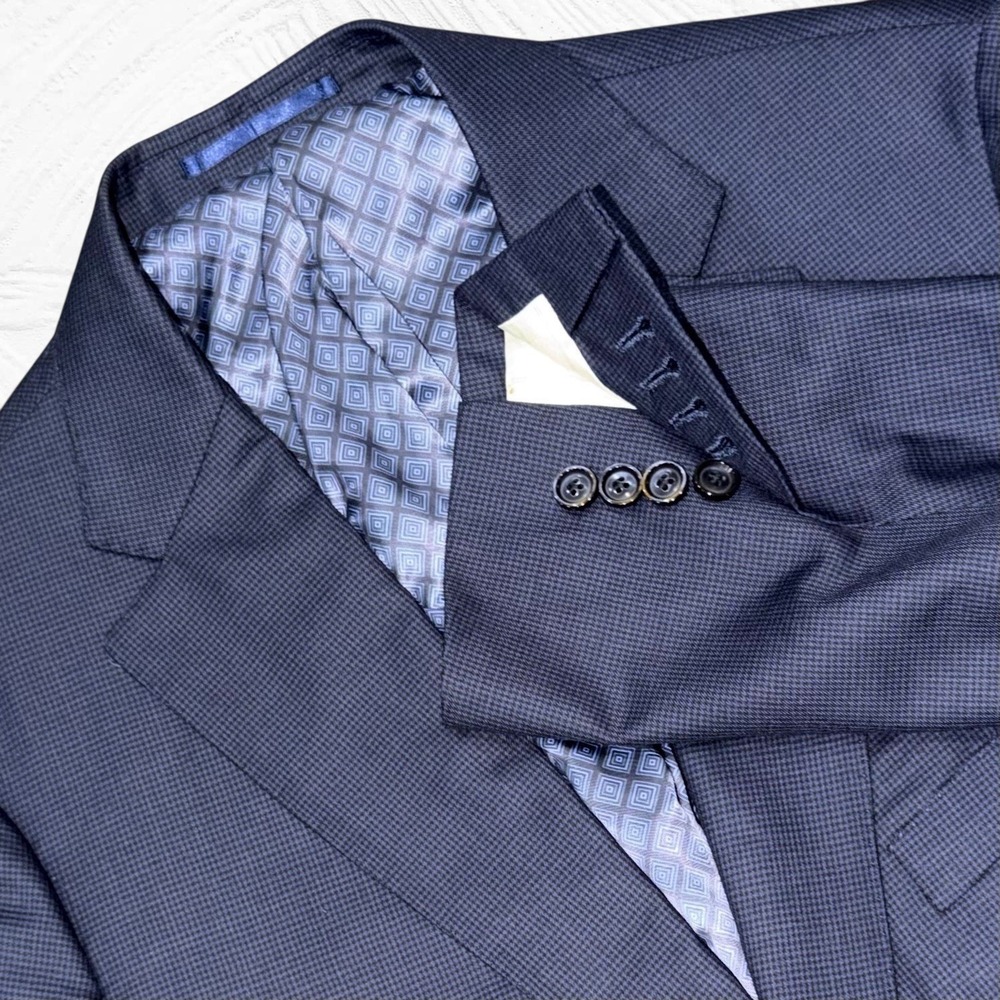 Men's Drago Italian Luxury Navy Micro-Check Sport Coat Blazer